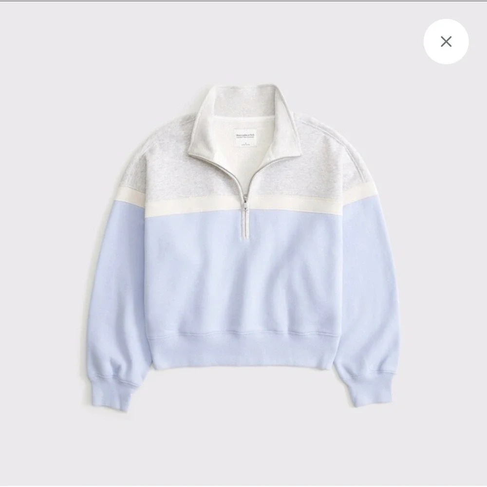 Abercrombie & Fitch Soft Max Essentials Colorblock Quarter Zip Sweatshirt Small - Picture 1 of 5